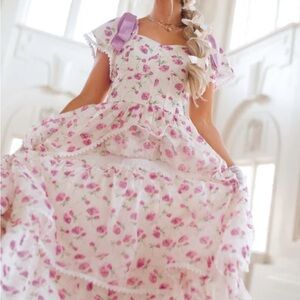Ivy City Co Floral Maxi Dress - Pink and Purple